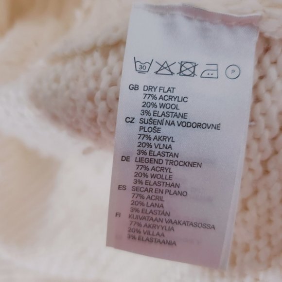 H&M Mid Length Ribbed Knit Cardigan- Wool Blend in Cream- Size 4 - Picture 12 of 13